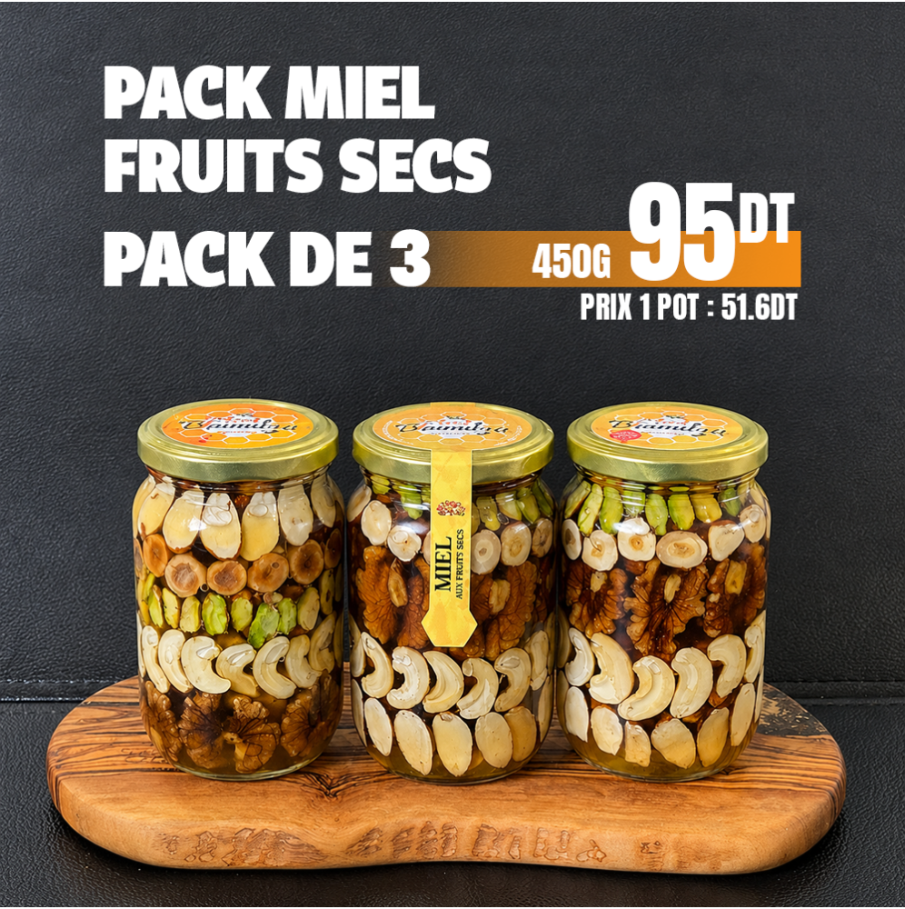 Pack 3  Miel aux Fruits Secs