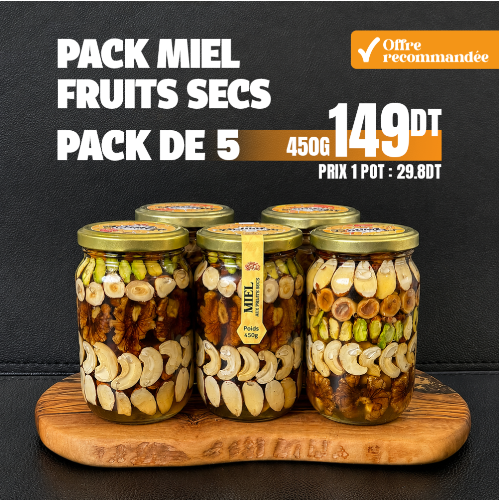 Pack 5 Miel aux Fruits Secs